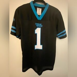 Carolina Panthers Cam Newton #1 Black and Blue Jersey Youth Sz XL